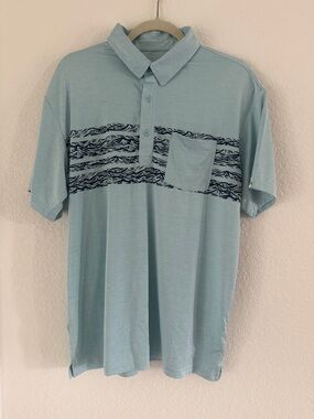 Costa Del Mar Voyager Performance Polo Shirt Blue Striped Men’s Size L